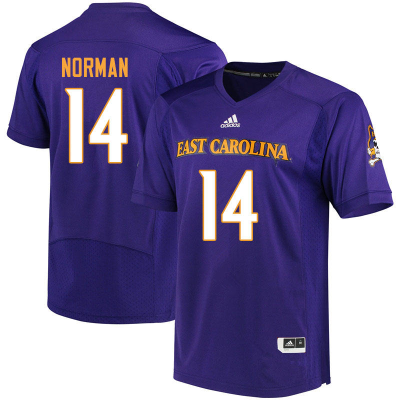 Men #14 Caiden Norman ECU Pirates College Football Jerseys Sale-Purple